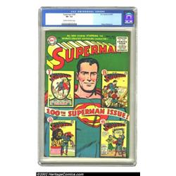 Superman #100 (DC, 1955) CGC VF- 7.5 Cream to off-white pages. 100th issues always seem to generate.