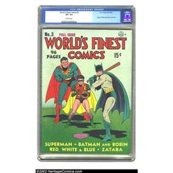 World's Finest Comics #3 (DC, 1941) CGC VF+ 8.5 Off-white pages. Who do you think is doing the pitch