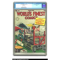 World's Finest Comics #13 Toledo pedigree (DC, 1944) CGC NM 9.4 Off-white to white pages. This excel