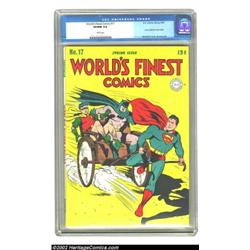 World's Finest Comics #17 (DC, 1945) CGC VF/NM 9.0 White pages. It's amazing that any copy of this s
