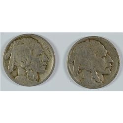 1913-P,D TYPE 1 BUFFALO NICKELS, D is NO DATE, P is VG/F