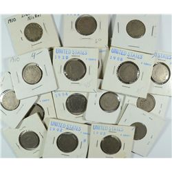 21 LIBERTY NICKELS MIXED DATES LOW GRADE