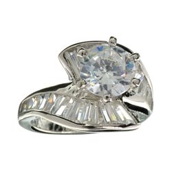 APP: 0.6k Designer Sebastian 4.50CT Swiss Cubic Zirconia And Platinum Over Sterling Silver Ring