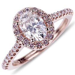 APP: 34.2k *14 kt. Gold, 1.08CT Oval Cut Diamond And 0.33CT Fancy Pink Diamond Ring