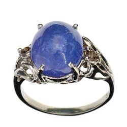 APP: 10.7k 14 kt. White Gold, 6.13CT Oval Cut Tanzanite Ring