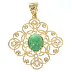 APP: 3.3k 14 kt Gold, 2.27CT Emerald and Topaz Pendant