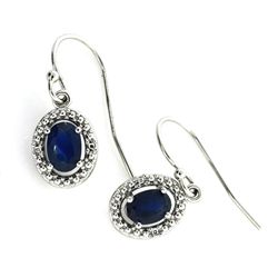 APP: 1.1k 1.13CT Oval Cut Blue Sapphire And Sterling Silver Earrings
