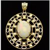 Image 1 : APP: 7.8k 14 kt. Yellow and White Gold, 4.66CT Modified Oval Cut Cabochon Crystal Opal Pendant