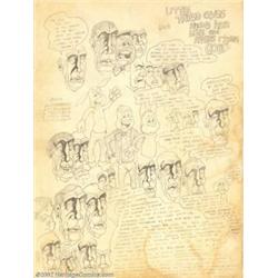 Charles Crumb - Original Sketch Page (undated). Charles, oldest brother to Robert Crumb, did this am