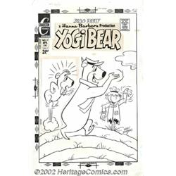 Ray Dirgo - Original Cover Art for Yogi Bear #17 (Charlton, 1972). The cover has a paste-up title, a