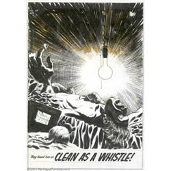 Lee Elias - Original Cover Art for Black Cat #49 (Harvey, 1954). Some people have a fear of burning.