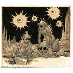 Virgil Finlay - Original Pulp Illustration (undated). One of the most respected science fiction arti