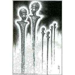 Virgil Finlay - Original Pulp Illustration (undated). This is an excellent example of the hyper-deta