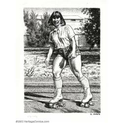 Robert Crumb - Original Illustration, "Rollergirl" (1995). Crumb is famous for his love of big-boned