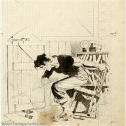 Frank Frazetta - Unused Preliminary Illustration for Shock Illustrated #4, "Came the Dawn" (EC, 1954