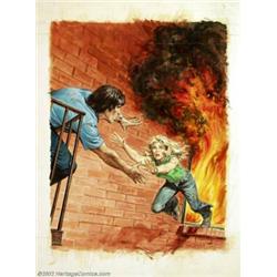Earl Norem - Original Cover Painting for Emergency Magazine #4 (Charlton, 1976). Whenever danger thr