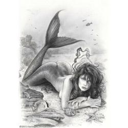 Pelaez - Original Illustration, "Mermaid" (undated). From his painted work for Heavy Metal to his Co