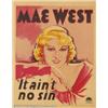 Image 1 : It Ain't No Sin (Paramount, 1934).Window Card (14" X 18").Dir. Leo McCarey. Starring: Mae West, Roge