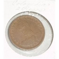 1979 COLUMBIAN 2 PESOS *RARE-AU HIGH GRADE-HARD TO GET COIN*!! COIN CAME OUT OF SAFE!!