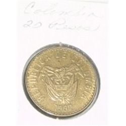 1992 COLUMBIAN 20 PESOS *RARE-UNC HIGH GRADE-HARD TO GET COIN*!! COIN CAME OUT OF SAFE!!