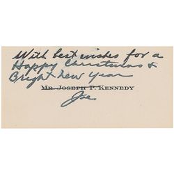 Joseph P. Kennedy Signed Calling Card