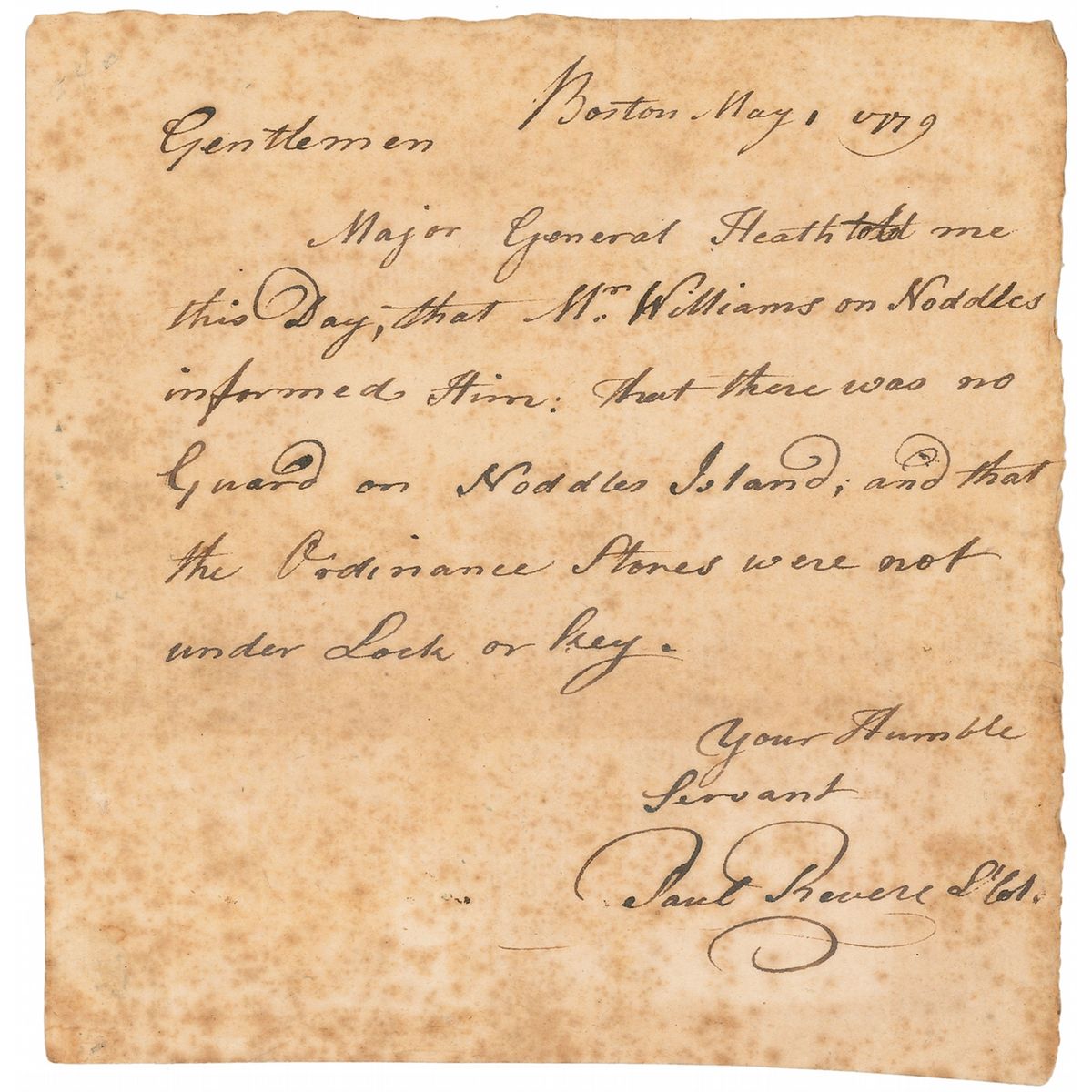 Paul Revere Autograph Letter Signed
