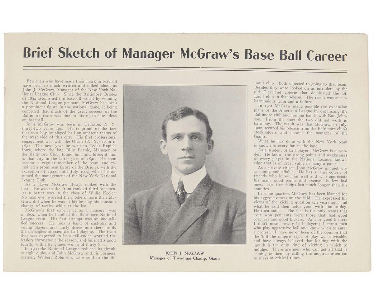 Baseball World Series 1905 Program