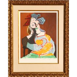 Pablo Picasso, Femme Ecoudee au Drapeau Bleu et Rouge, 10-C, Lithograph