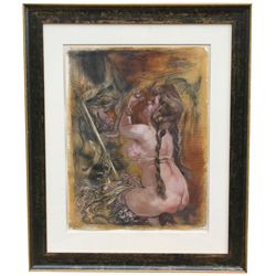 George Grosz, Aroused, Erotic Oil Painting