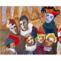 Schéner Mihály (1923-      ), Karnevál Velencében a Doge palota elott, 1995.