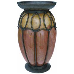 Váza, Louis Majorelle (1859-1926) és Daum, Nancy, 1920-22 körül, Kovácsoltvas fémszerelékkel (Louis 
