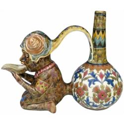 Mexikói edény stilizált növényi ornamentikával díszítve, Zsolnay, 1884 körül