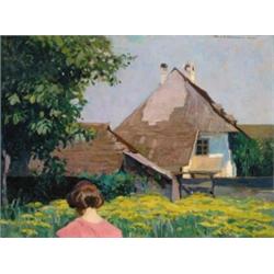 Juszkó Béla (1877-1969), Napsütötte udvar, 1912.