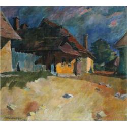 Nagy Oszkár (1883-1965), Napsütötte ház Nagybányán, 1958.