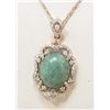 Image 1 : 14KT GOLD JADEITE & DIAMOND PENDANT W/ CHAIN