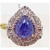 Image 1 : PLATINUM OVER STERLING SILVER TANZANITE & TOPAZ RING - SZ 7
