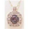 Image 1 : GOLD OVER STERLING SILVER RUBY & SAPPHIRE PENDANT W/ CHAIN