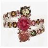Image 1 : WHITE GOLD OVER STERLING SILVER RED TOURMALINE RING - SIZE 6.5