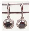 Image 1 : 14KT WHITE GOLD BLACK & WHITE DIAMOND EARRINGS