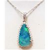 Image 1 : 14KT GOLD OPAL TRIPLET & DIAMOND PENDANT W/ CHAIN