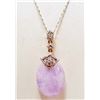 Image 1 : 14KT GOLD LAVENDER JADEITE & DIAMOND PENDANT W/ CHAIN