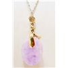 Image 2 : 14KT GOLD LAVENDER JADEITE & DIAMOND PENDANT W/ CHAIN
