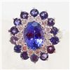Image 1 : 14KT WHITE GOLD TANZANITE & DIAMOND RING - SIZE 6