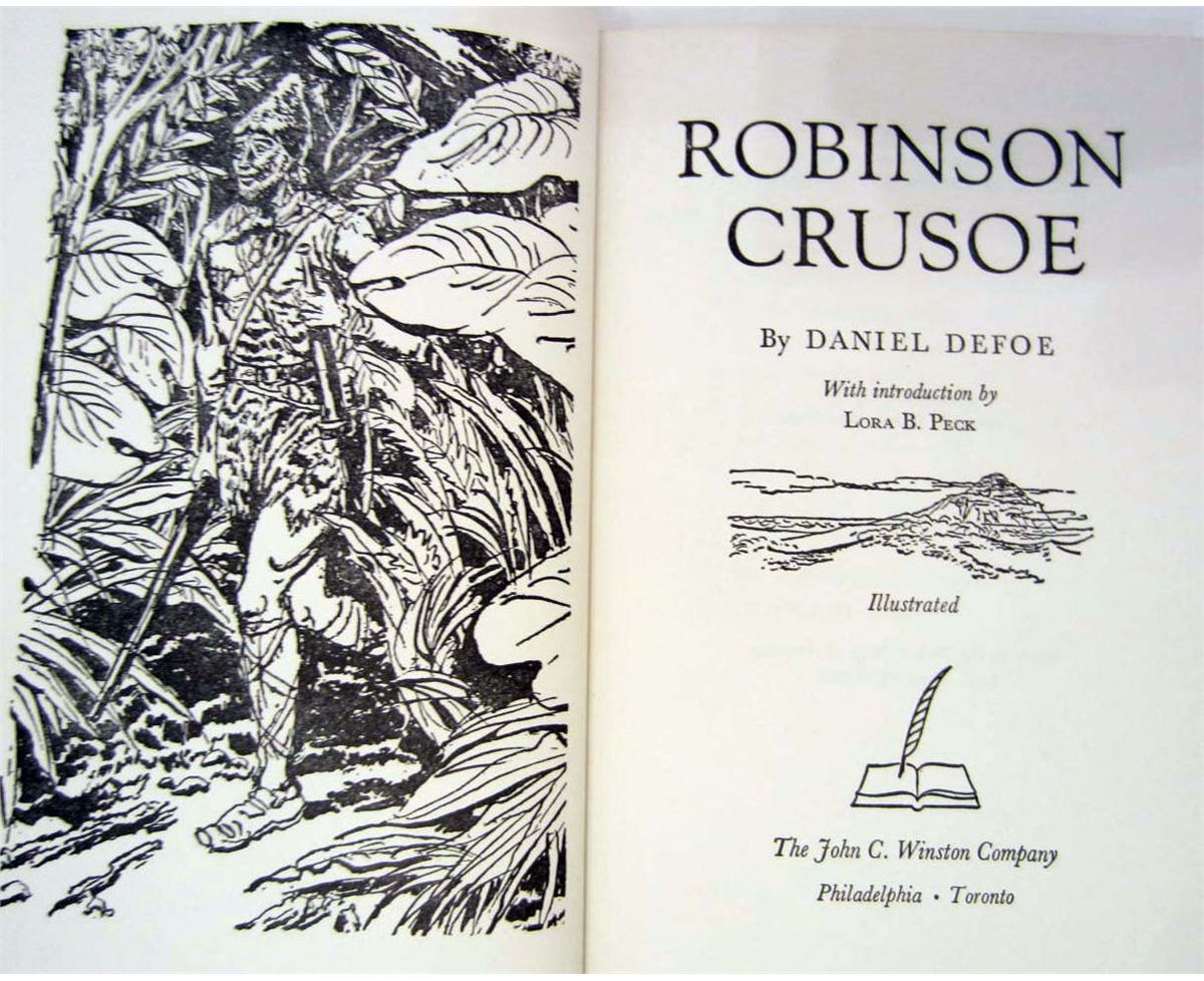 1925 Robinson Crusoe Hardcover Book By Daniel Defoe