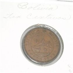1967 BOLIVIA-MONETARY REFORM TEN CENTAVOS *VERY RARE HARD TO FIND-NICE EARLY COIN*!! COIN CAME OUT O
