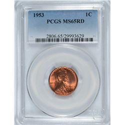 1953 LINCOLN CENT, PCGS MS-65 RED