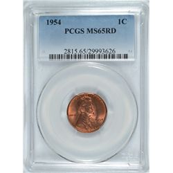 1954 LINCOLN CENT, PCGS MS-65 RED!