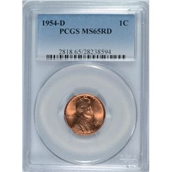 1954-D LINCOLN WHEAT CENT, PCGS MS-65 RED