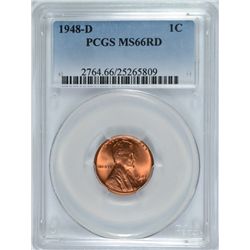 1948-D LINCOLN CENT, PCGS MS-66 RED