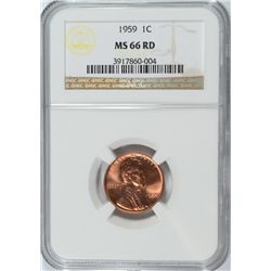 1959 LINCOLN CENT, NGC MS-66 RED  LOOKS MS-67 TO US, MS-67 RED SELL AT $3500.00!